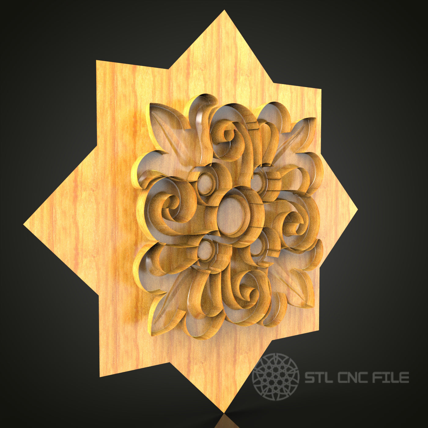 Intricate Geometric Ornament STL Model, CNC Router File for Artcam Aspire, Decorative Wood Art Panel