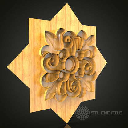 Intricate Geometric Ornament STL Model, CNC Router File for Artcam Aspire, Decorative Wood Art Panel