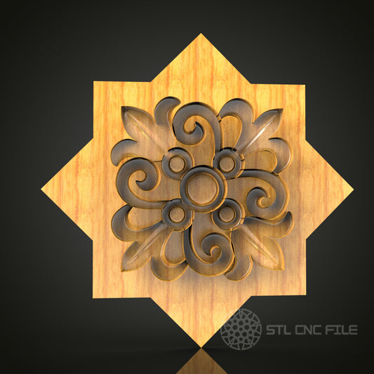 Intricate Geometric Ornament STL Model, CNC Router File for Artcam Aspire, Decorative Wood Art Panel