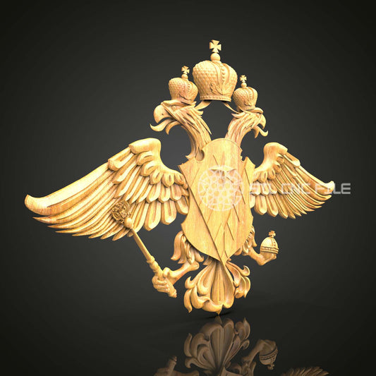 Imperial Dragon Crest STL Model - CNC Router Engraving, Regal Heraldic Wood Art, Artcam/Aspire Compatible, Dragon Emblem Wall Decor, 3D CNC