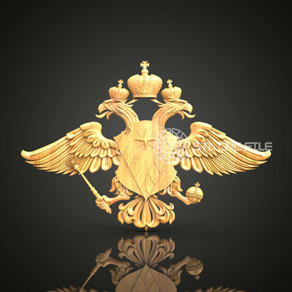 Imperial Dragon Crest STL Model - CNC Router Engraving, Regal Heraldic Wood Art, Artcam/Aspire Compatible, Dragon Emblem Wall Decor, 3D CNC