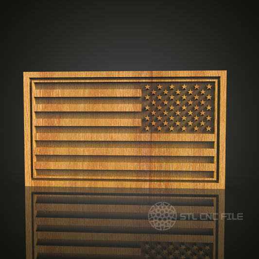 Intricate American Flag STL Model for CNC Router Engraver, Wall Decor Artcam Aspire CNC Files