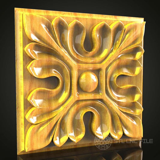 Intricate Floral Relief STL Model for CNC Router - Elegant Wood Art Decor, Compatible with Artcam, Aspire