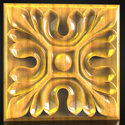Intricate Floral Relief STL Model for CNC Router - Elegant Wood Art Decor, Compatible with Artcam, Aspire