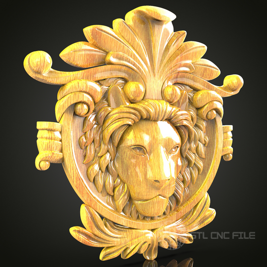 Lion Crest STL Model for CNC Routers, Regal Artcam Aspire Wood Engraving File, Heraldic Wall Decor, Royal CNC Carving Design