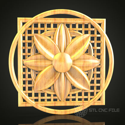 Lattice Flower Panel STL Model for CNC Router - Decorative Wooden Grid, Artcam, Aspire, CNC Files