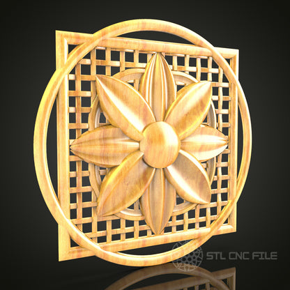 Lattice Flower Panel STL Model for CNC Router - Decorative Wooden Grid, Artcam, Aspire, CNC Files