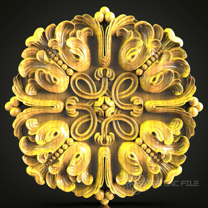 Lavish Baroque Wood Carving, CNC Router Art, STL Model for Luxurious Wall Decor
