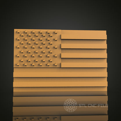 Layered American Flag STL Model for CNC Router Engraver, Wall Decor Artcam Aspire CNC Files