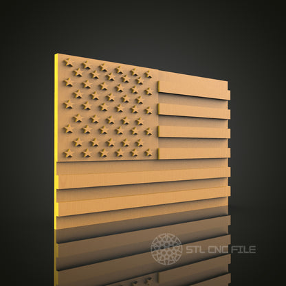 Layered American Flag STL Model for CNC Router Engraver, Wall Decor Artcam Aspire CNC Files