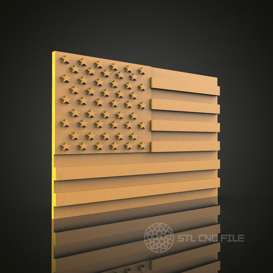 Layered American Flag STL Model for CNC Router Engraver, Wall Decor Artcam Aspire CNC Files