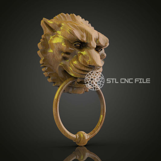 Lion's Roar - STL Door Knocker Model, CNC Wood Art, Aspire/Artcam Engraving, Regal Home Decor