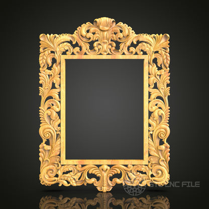 Luxurious Rococo Mirror Frame STL Model for CNC - Artcam, Aspire, CNC Router Files, Woodworking, Home Decor
