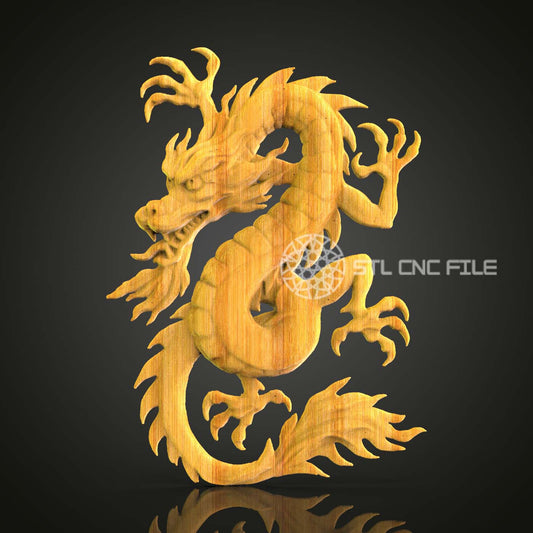 Majestic Dragon STL Model for CNC Routing, Engraver Wood Art File, Aspire Artcam Design, Intricate Wall Decor, Chinese Zodiac