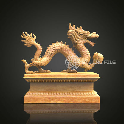 Majestic Dragon Sculpture 3D STL Model, CNC Router Engraving, Wood Artcam Aspire, Mythical Decor, CNC Carving Files, Tabletop Art