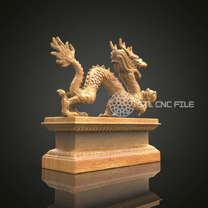 Majestic Dragon Sculpture 3D STL Model, CNC Router Engraving, Wood Artcam Aspire, Mythical Decor, CNC Carving Files, Tabletop Art