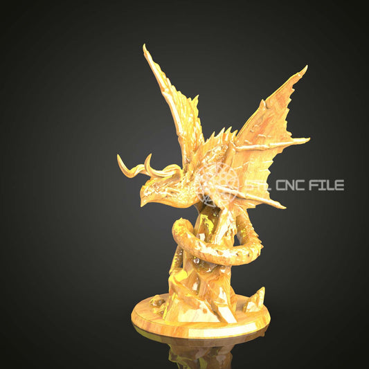 Majestic Dragon Statue STL Model - CNC Engraving File, Wood Carving Art, Compatible with Artcam/Aspire, Fantasy Decor, CNC Sculpture