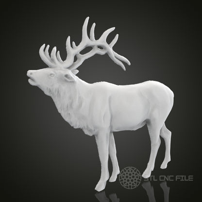 Majestic Elk STL Model for CNC Router, Artcam, Aspire, Nature-Inspired Wall Decor