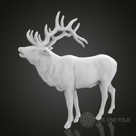 Majestic Elk STL Model for CNC Router, Artcam, Aspire, Nature-Inspired Wall Decor