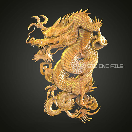 Majestic Oriental Dragon STL File, CNC Router Detailed Engraving, Artcam Aspire Compatible, 3D Wood Art, Asian Myth Wall Decor, CNC Craft
