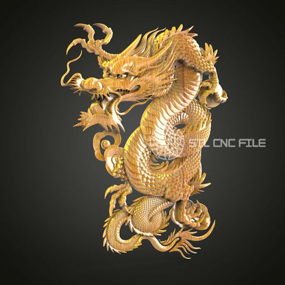Majestic Oriental Dragon STL File, CNC Router Detailed Engraving, Artcam Aspire Compatible, 3D Wood Art, Asian Myth Wall Decor, CNC Craft