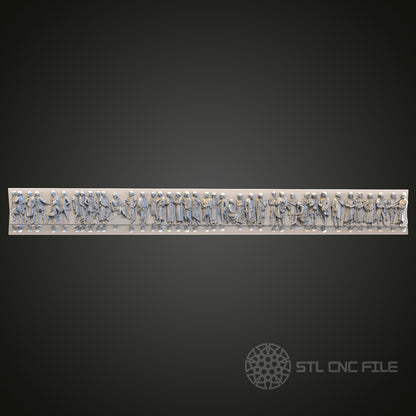 Medieval Procession STL Model for CNC Router, Artcam, Aspire, Decorative Long Wall Panel