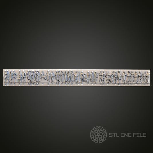 Medieval Procession STL Model for CNC Router, Artcam, Aspire, Decorative Long Wall Panel