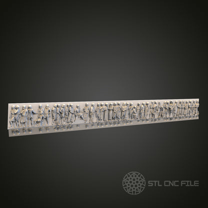 Medieval Procession STL Model for CNC Router, Artcam, Aspire, Decorative Long Wall Panel
