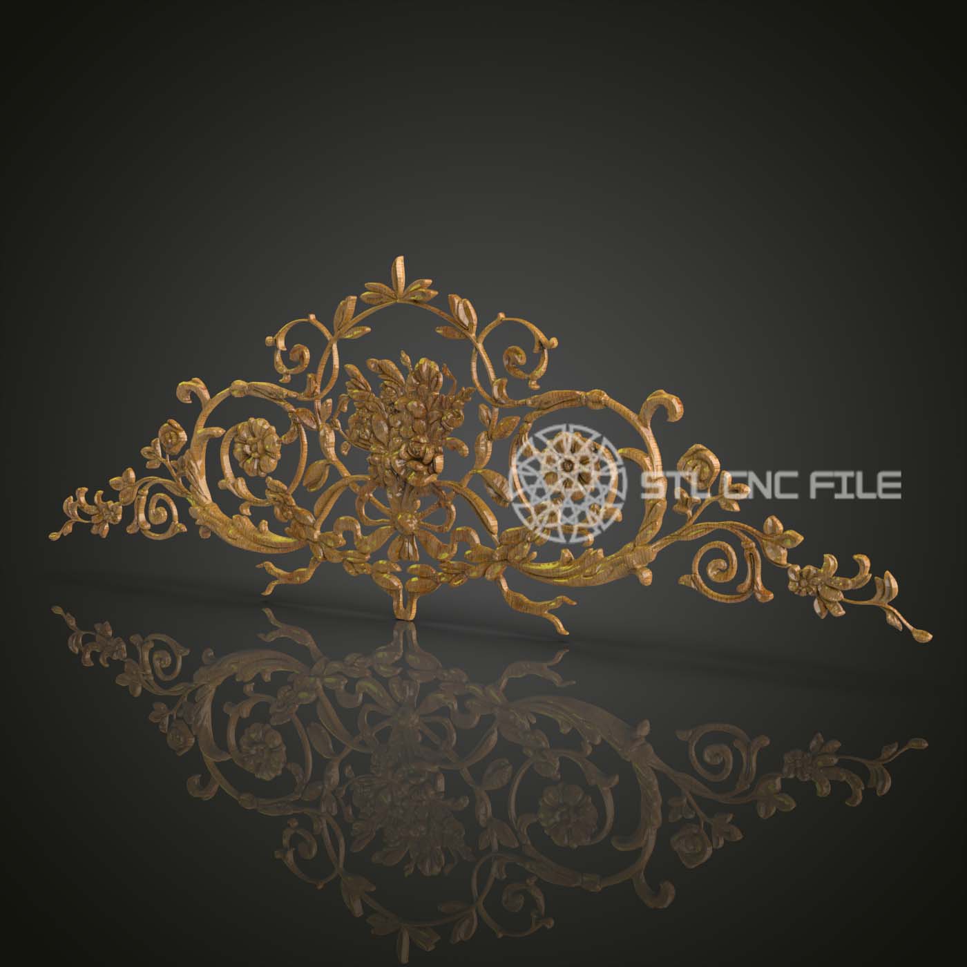 Modèle Baroque STL pour Gravure CNC, Fichiers de Luxe pour Artcam et Aspire, Décoration Murale en Bois, Art CNC Sophistiqué, Design Floral 3D, Élégance Classique