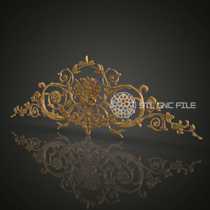 Modèle Baroque STL pour Gravure CNC, Fichiers de Luxe pour Artcam et Aspire, Décoration Murale en Bois, Art CNC Sophistiqué, Design Floral 3D, Élégance Classique