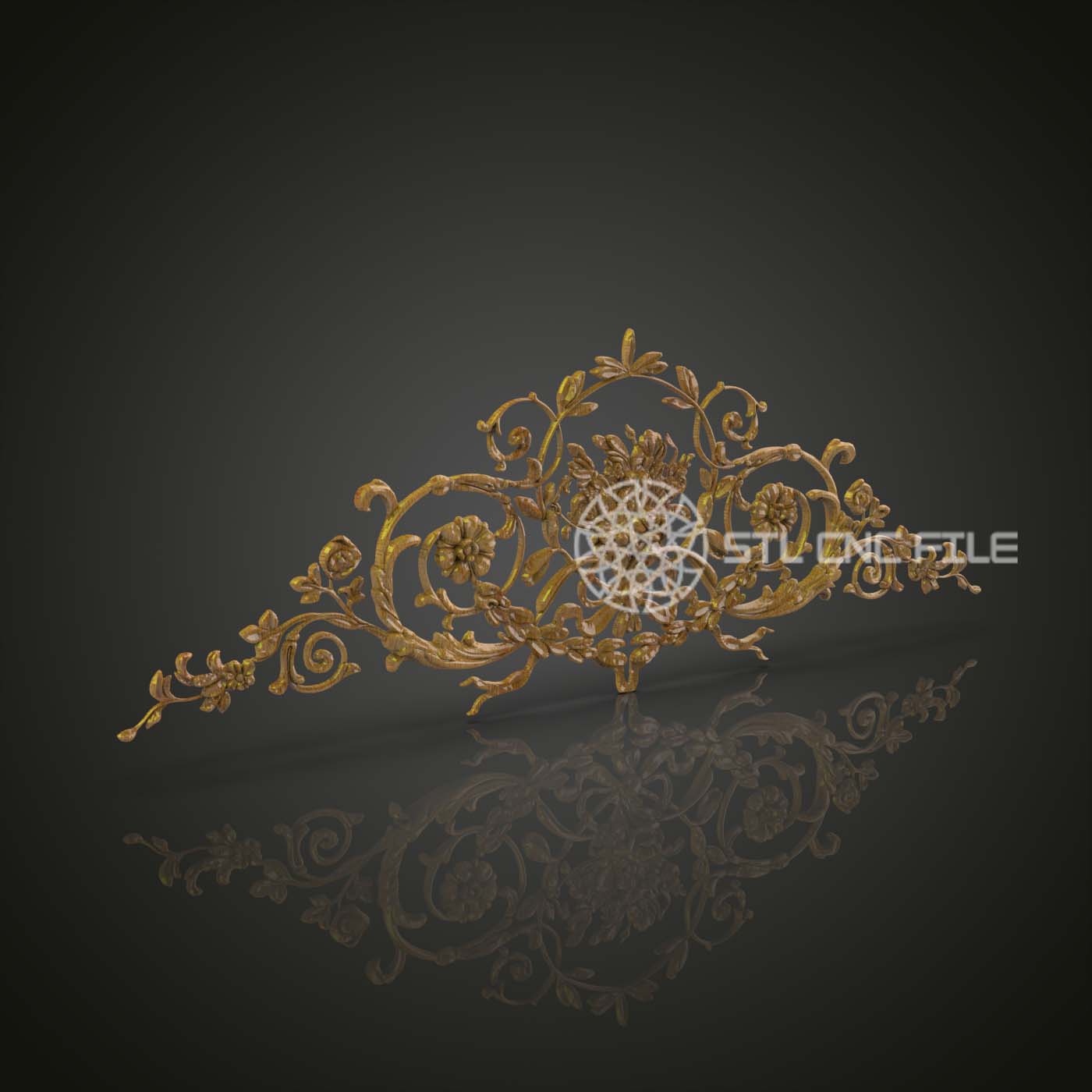Modèle Baroque STL pour Gravure CNC, Fichiers de Luxe pour Artcam et Aspire, Décoration Murale en Bois, Art CNC Sophistiqué, Design Floral 3D, Élégance Classique