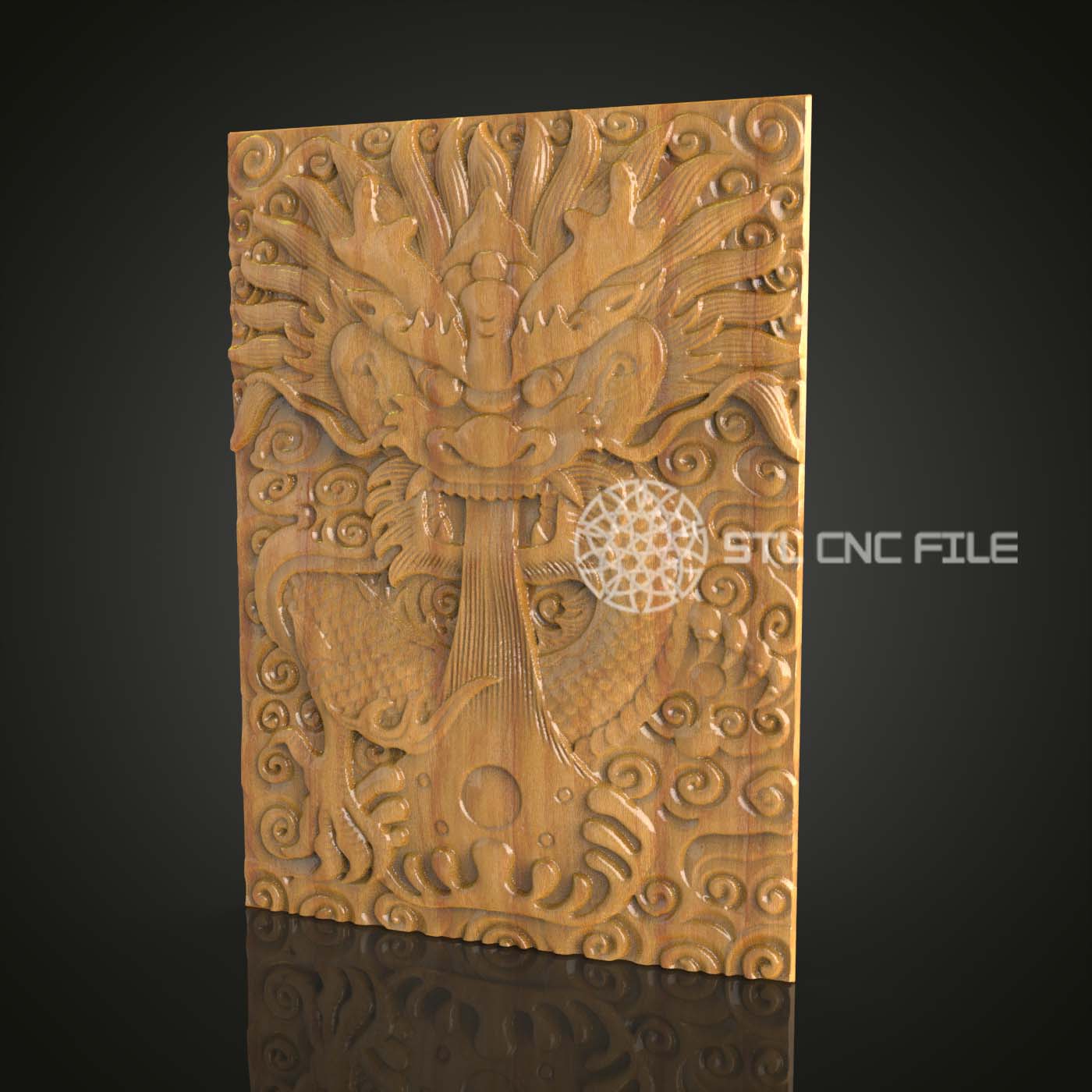 Modèle Dragon Celtique pour CNC, Fichier STL Gravure en Bois, Art 3D Mythologique pour Artcam, Décor Mural Fantastique, Fichiers CNC Élaborés, Aspire à l'Élégance