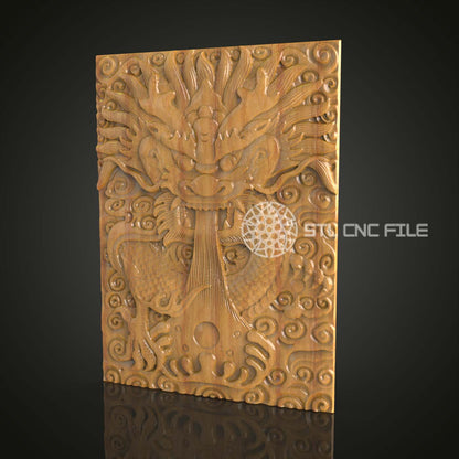 Modèle Dragon Celtique pour CNC, Fichier STL Gravure en Bois, Art 3D Mythologique pour Artcam, Décor Mural Fantastique, Fichiers CNC Élaborés, Aspire à l'Élégance