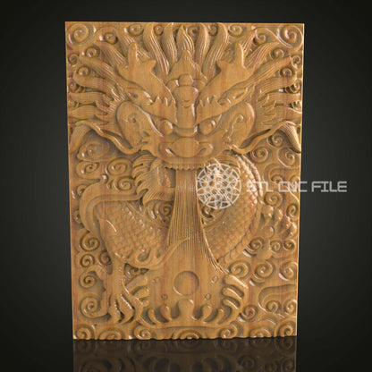 Modèle Dragon Celtique pour CNC, Fichier STL Gravure en Bois, Art 3D Mythologique pour Artcam, Décor Mural Fantastique, Fichiers CNC Élaborés, Aspire à l'Élégance