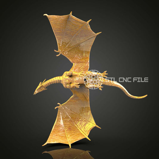 Mystical Flying Dragon - STL Model for CNC Routers, Engraving Art, Wood Carving Files, Artcam/Aspire, Fantasy Wall Decor, CNC Craftsmanship