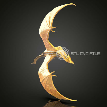 Mystical Flying Dragon - STL Model for CNC Routers, Engraving Art, Wood Carving Files, Artcam/Aspire, Fantasy Wall Decor, CNC Craftsmanship
