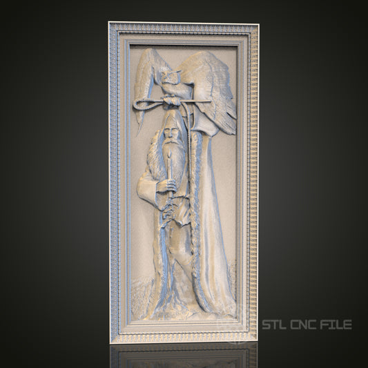 Mystical Wizard with Eagle STL Model for CNC Router, Artcam, Aspire, Enchanted Wall Art