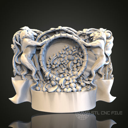 Mythical Harvest Gods STL Model for CNC Router, Artcam, Aspire, Decorative Fruit Wall Art