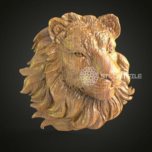 Noble Lion Head 3D STL Model for CNC Routers, Artcam & Aspire Compatible, Ideal for Wood Carving and Wall Decor