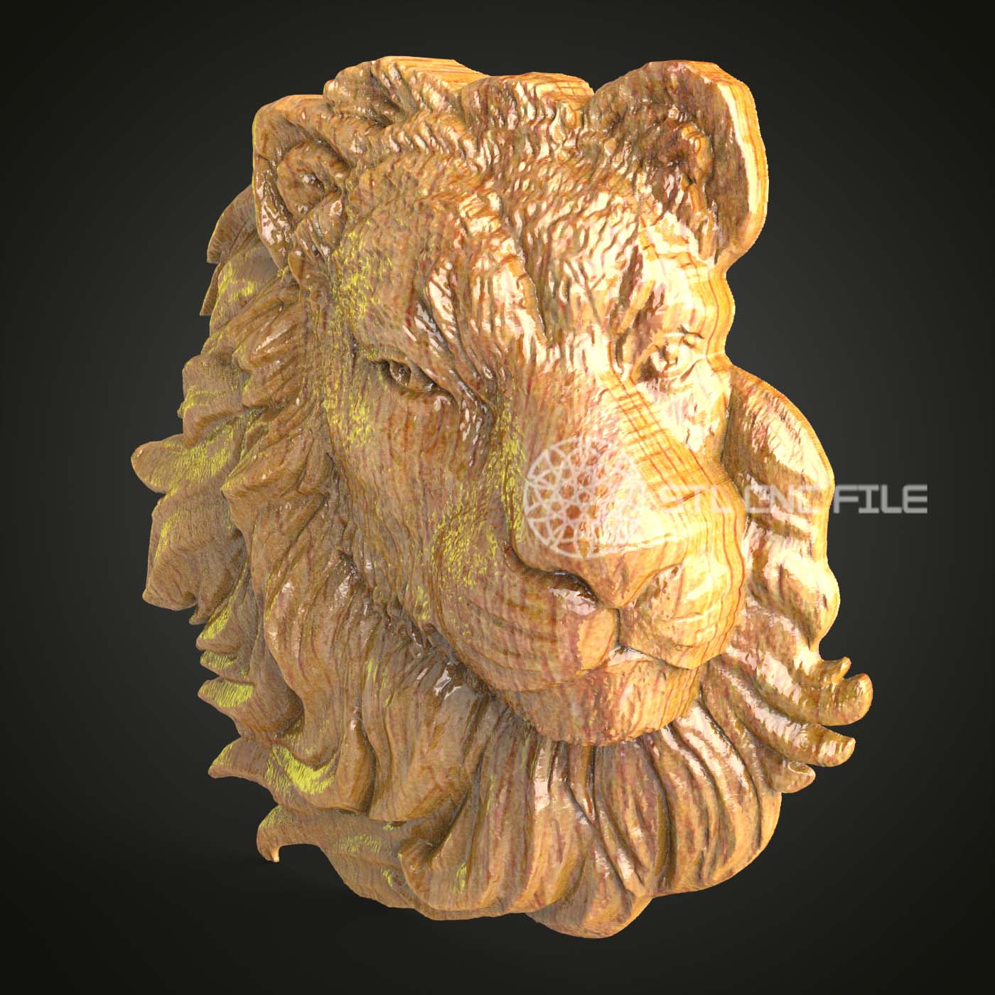 Noble Lion Head 3D STL Model for CNC Routers, Artcam & Aspire Compatible, Ideal for Wood Carving and Wall Decor
