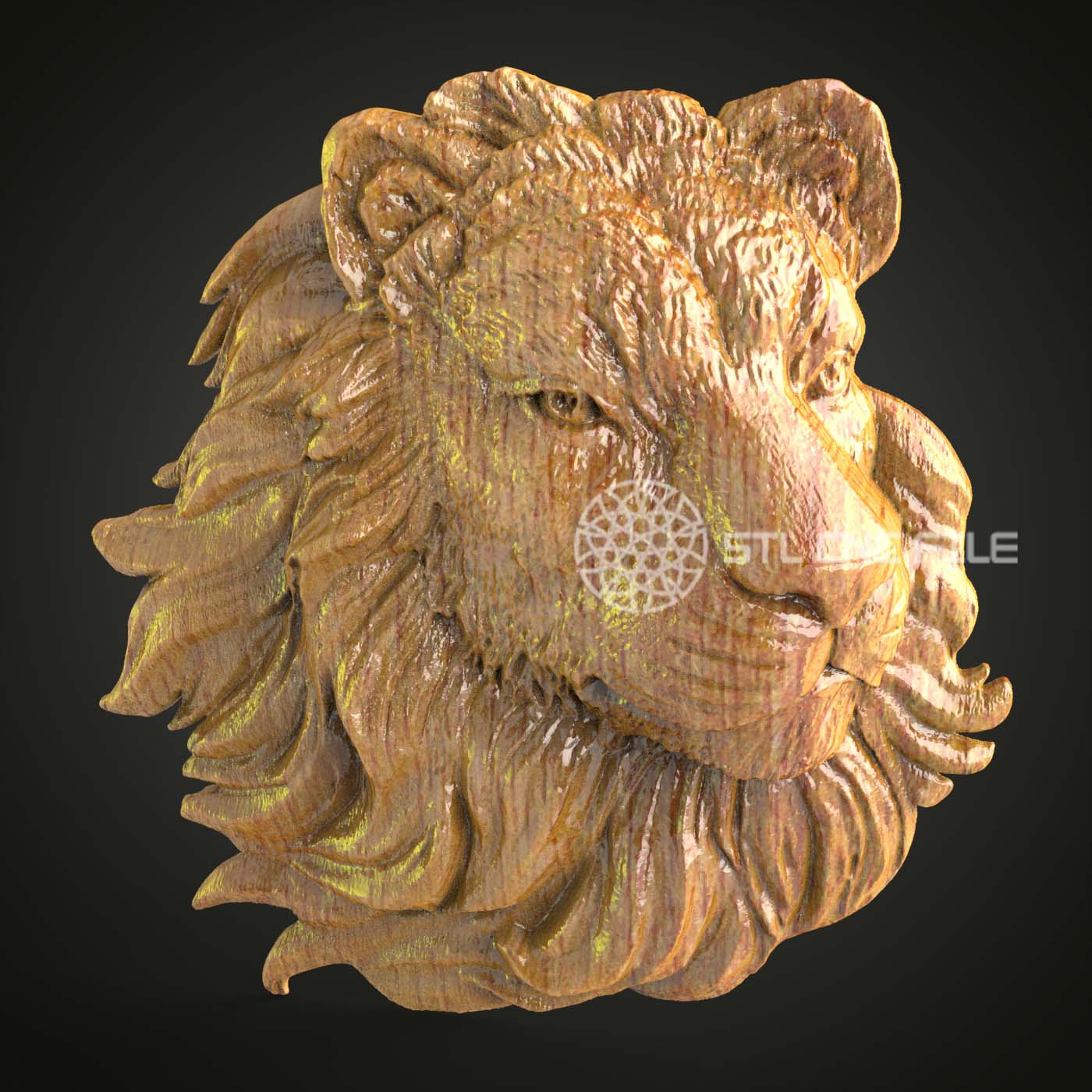 Noble Lion Head 3D STL Model for CNC Routers, Artcam & Aspire Compatible, Ideal for Wood Carving and Wall Decor