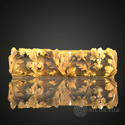 Oak Leaves and Flowers STL Model - CNC Carving Design, Router Engraver Files for Wood Art, Compatible with Artcam & Aspire, Home Wall Decor