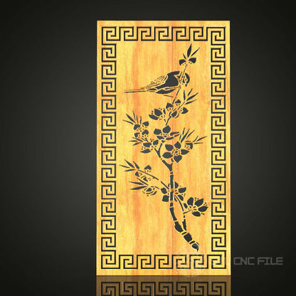 Oriental Bird & Bamboo STL Model, Elegant CNC Router Carving, Artcam Aspire Wood Art, Asian Inspired Wall Decor, Nature CNC File