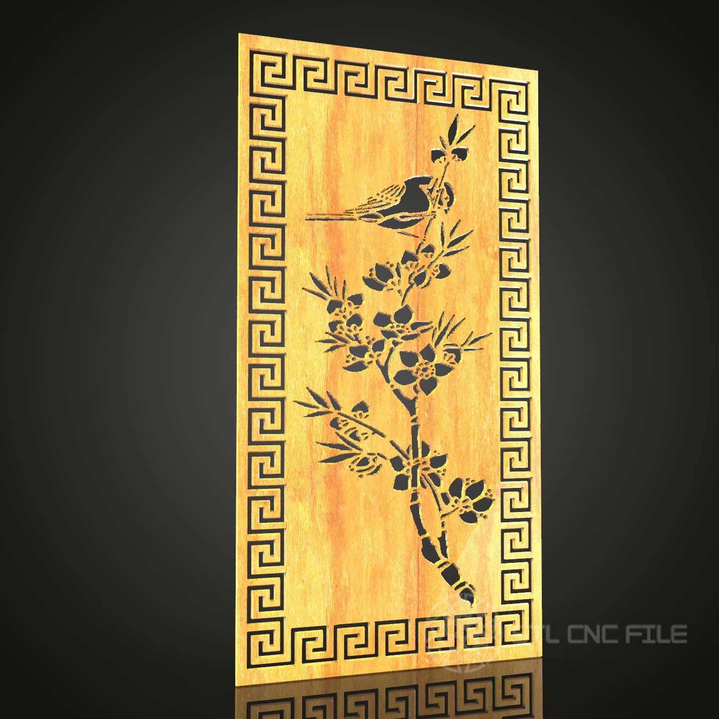 Oriental Bird & Bamboo STL Model, Elegant CNC Router Carving, Artcam Aspire Wood Art, Asian Inspired Wall Decor, Nature CNC File