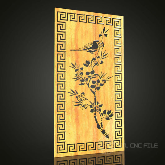 Oriental Bird & Bamboo STL Model, Elegant CNC Router Carving, Artcam Aspire Wood Art, Asian Inspired Wall Decor, Nature CNC File