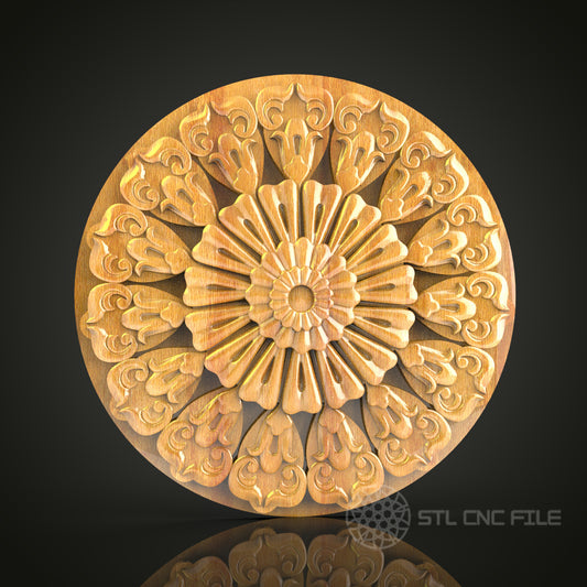 Ornate Rosette STL Model for CNC Router - Majestic Wooden Wall Decor, Artcam, Aspire, CNC Files