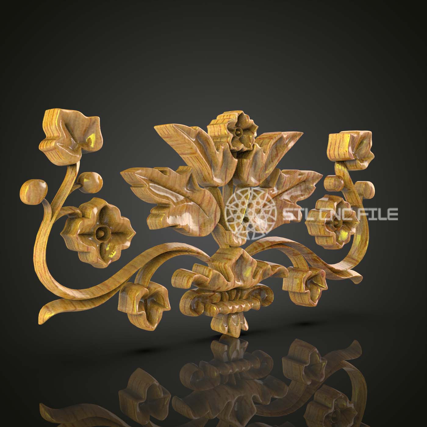 Ornamental Floral Design STL Model for CNC Router Engraving, Digital Carving Files, Elegant Wood Art, Wall Decor Craft, 3D Artcam Aspire, Home Decor CNC