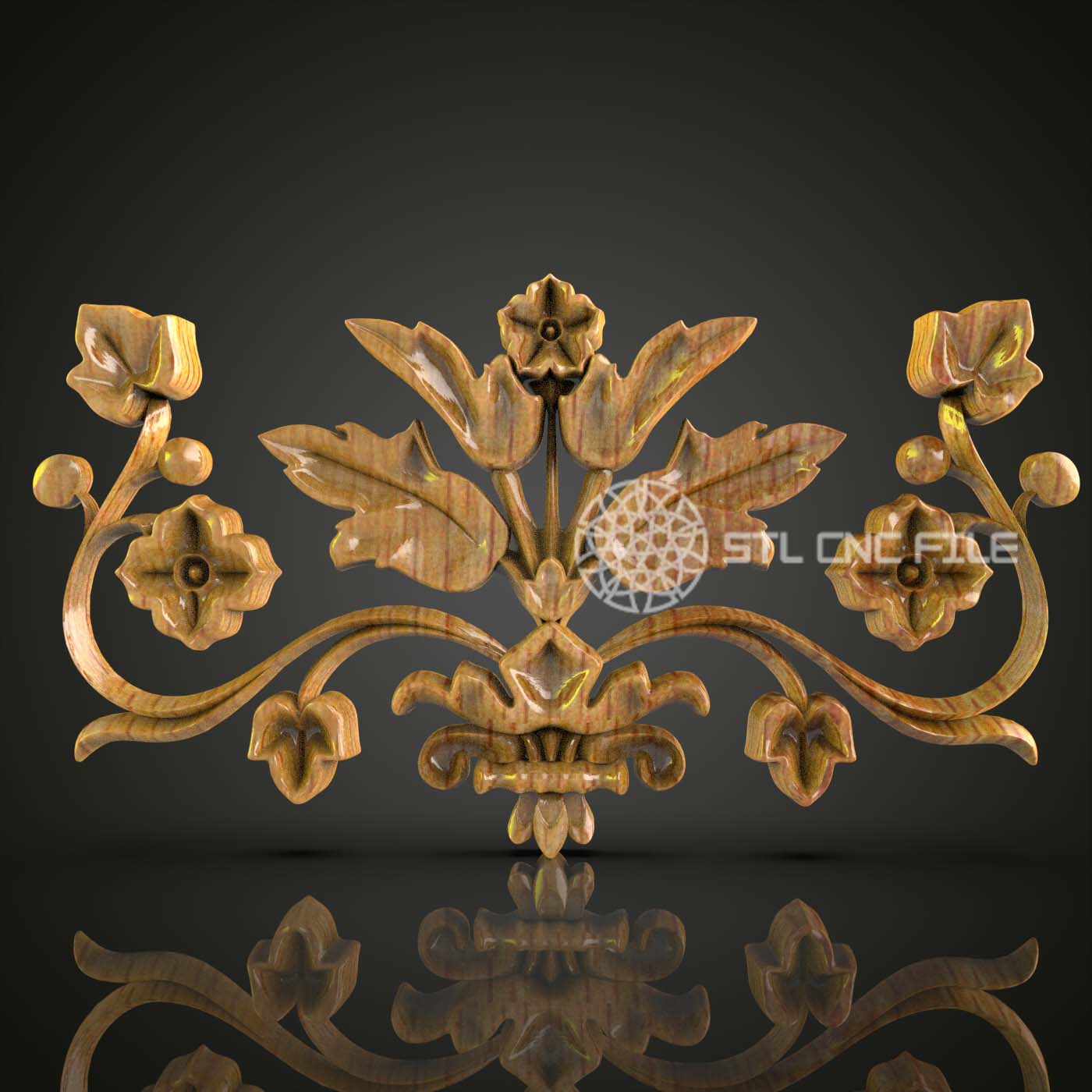 Ornamental Floral Design STL Model for CNC Router Engraving, Digital Carving Files, Elegant Wood Art, Wall Decor Craft, 3D Artcam Aspire, Home Decor CNC