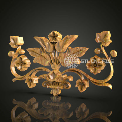 Ornamental Floral Design STL Model for CNC Router Engraving, Digital Carving Files, Elegant Wood Art, Wall Decor Craft, 3D Artcam Aspire, Home Decor CNC
