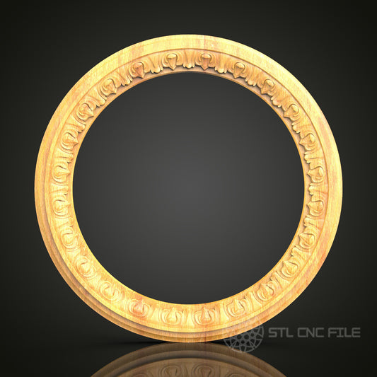 Ornamental Round Frame STL Model for CNC Router, Artcam Aspire Files, Classic Decorative Wall Art